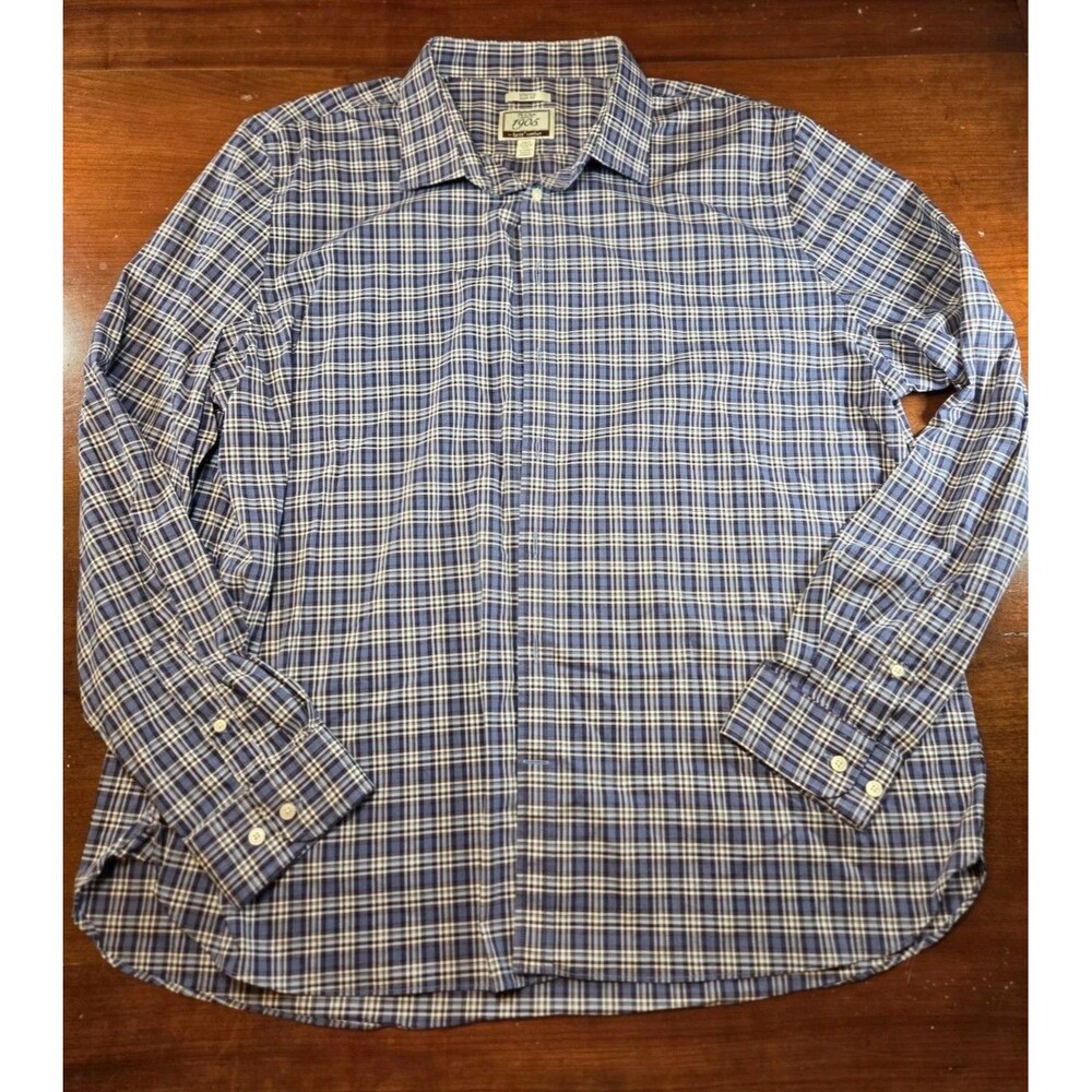 Jos. A. Bank 1905 Shirt Men's 3XT Tall Blue Plaid brrr Cooling Stretch Slim Fit